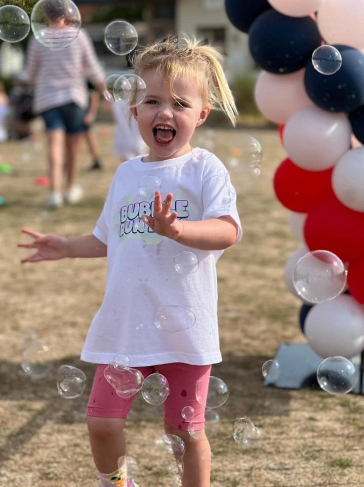 Bubble Run fun for toddlers