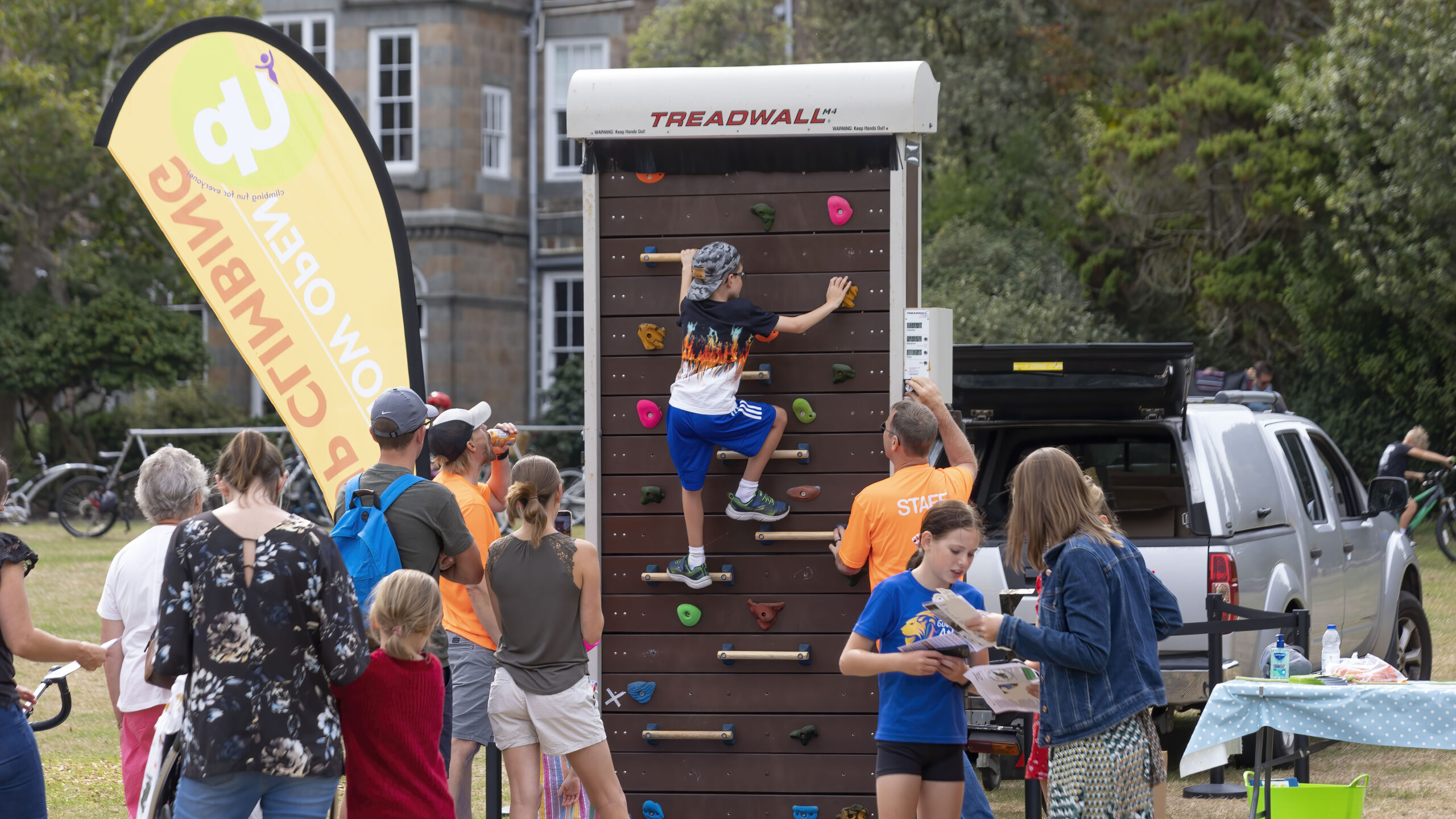 People queue up to try out new activities at free fun day